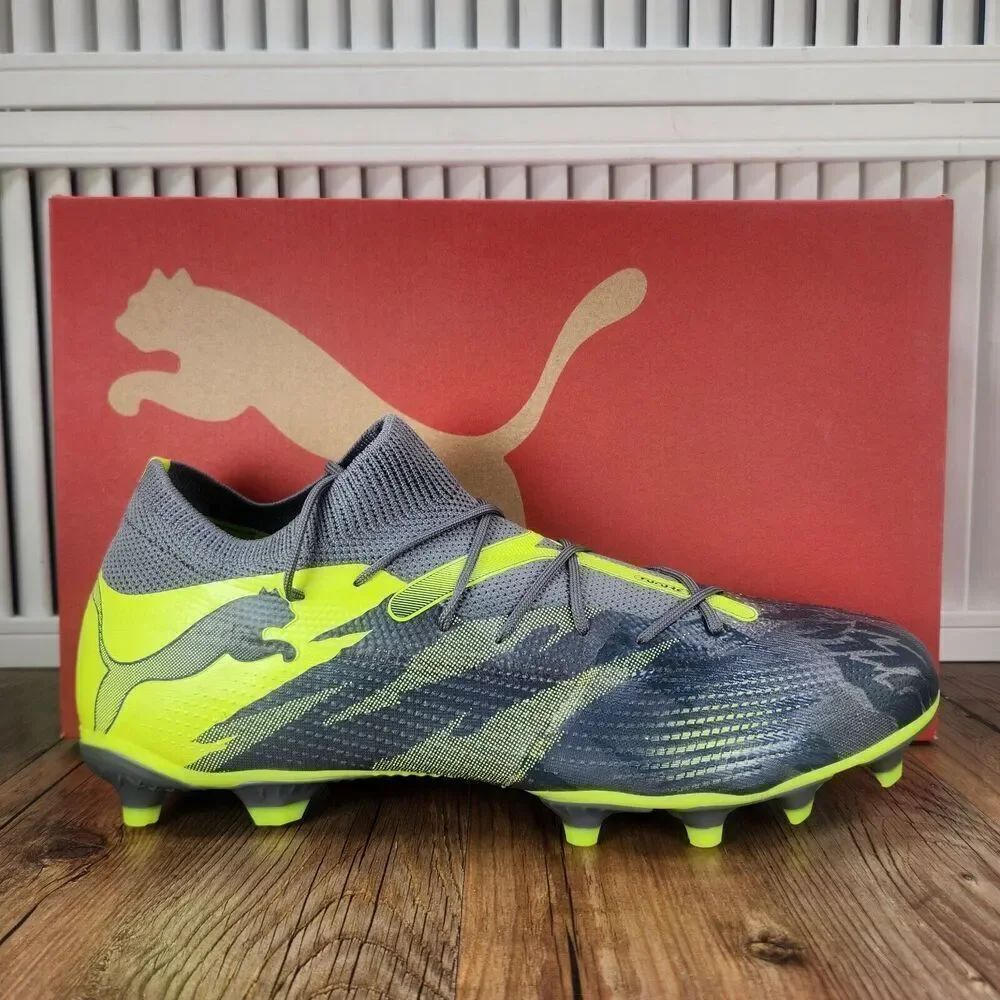 PUMA Future 7 Match Rush FG/AG Mens Size 13 Gray Green Soccer Cleats 107842-01